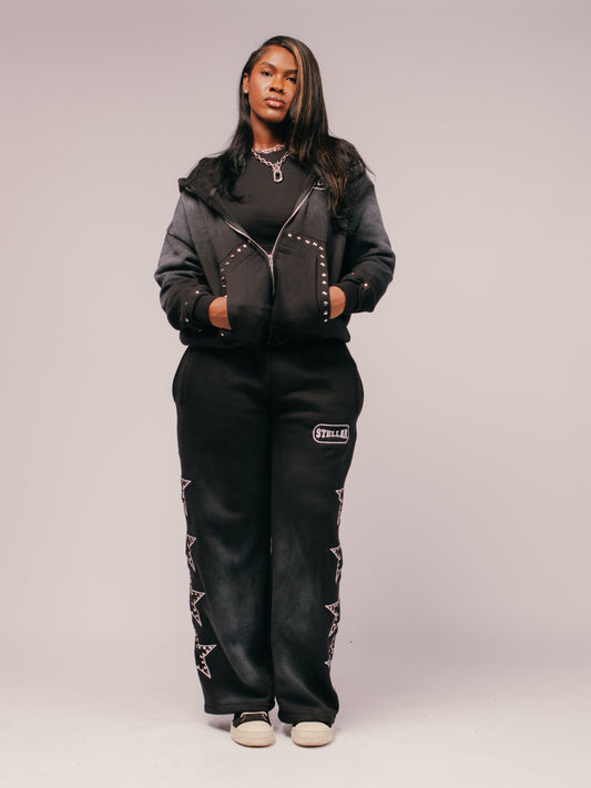 Stellar Studded Sweatsuit Black